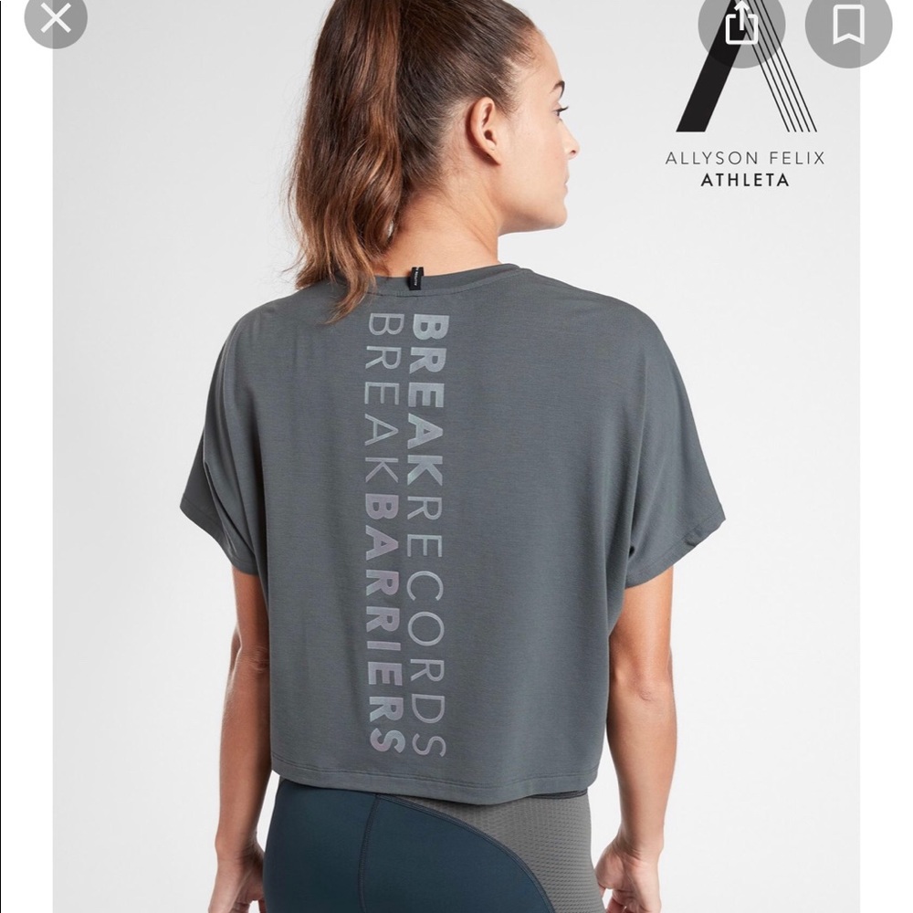 ATHLETA NWT Legend Short Sleeve Crop Tee Bali Green 2x Anti Odor